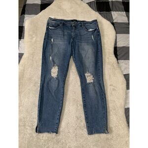 Judy Blue Skinny Fit Ankle Womens Blue Ripped Denim Jeans Size 2XL‎ Stretch